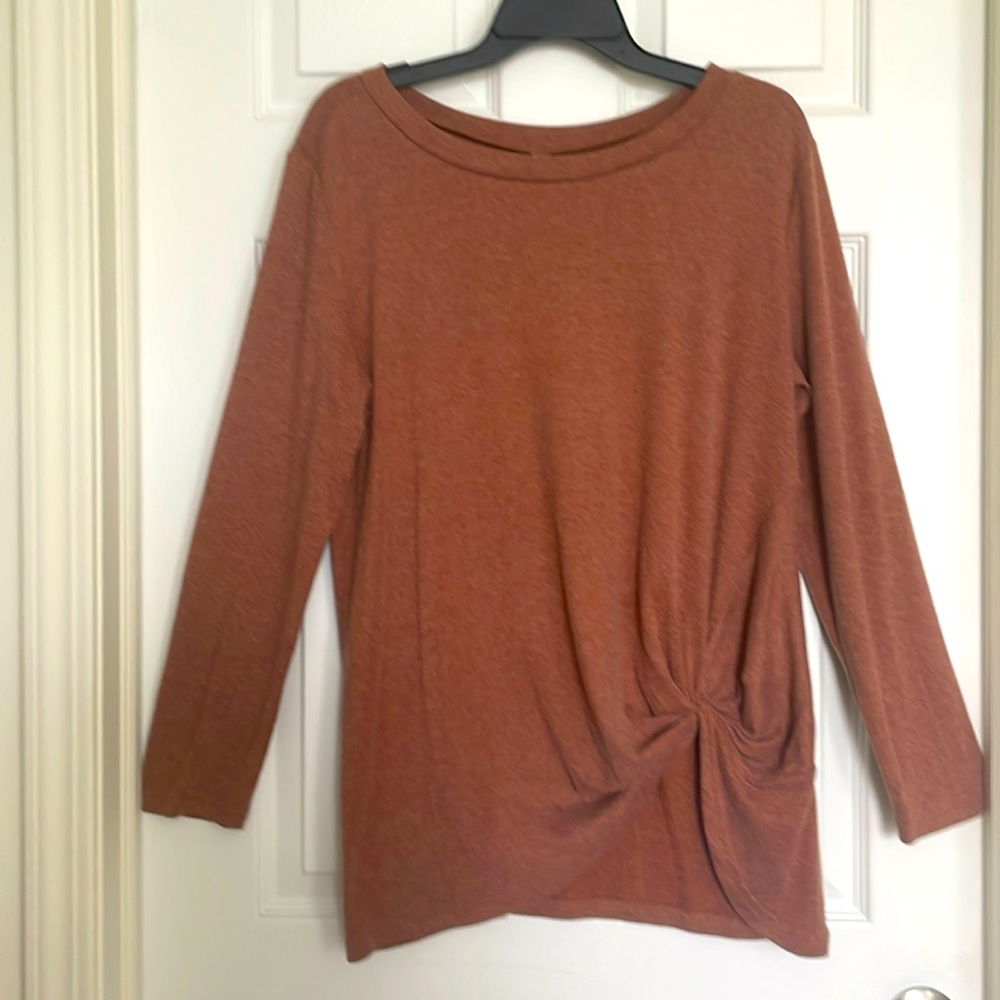 Long sleeve light brown knotted shirt| XLG